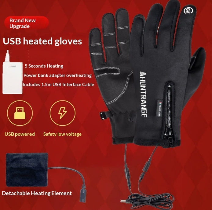 USB-heated Cycling For Men And Womenwinter Windproof And Cold-weather Gloves