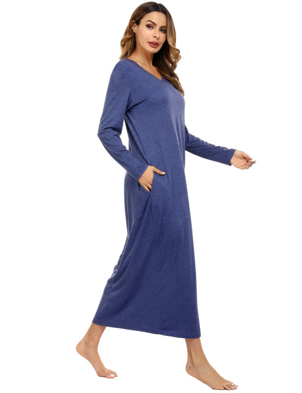 Ladies V-Neck Long Sleeve Nightdress