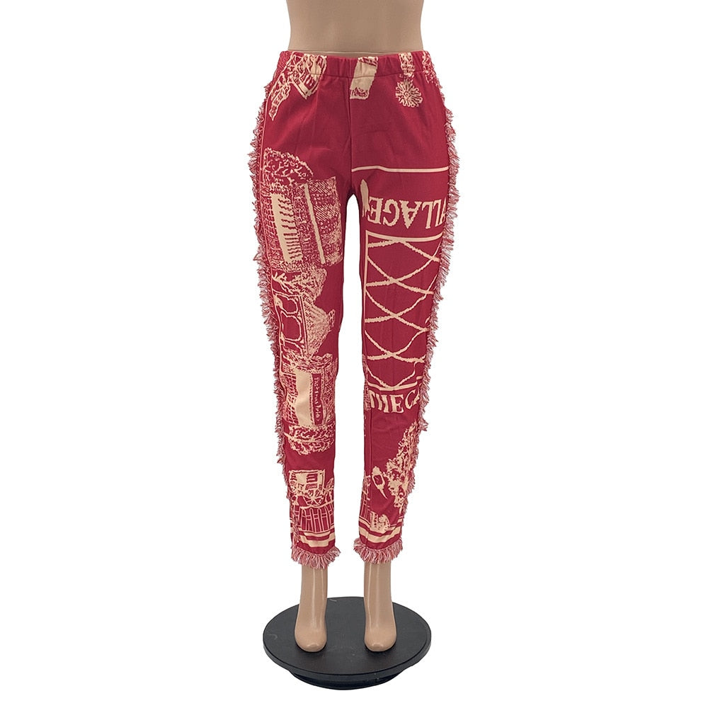 EtherealBe tassel patchwork striped pants - Boho Wide-Leg