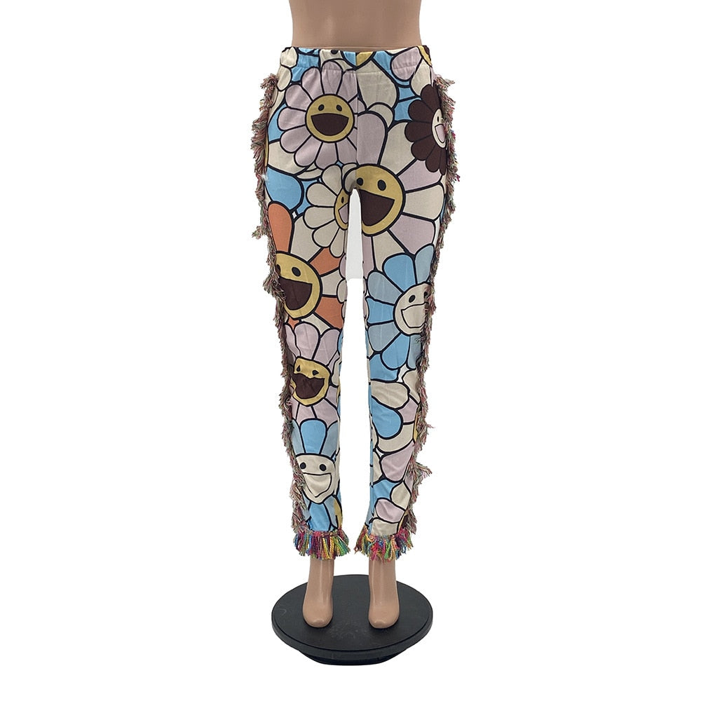 EtherealBe tassel patchwork striped pants - Boho Wide-Leg