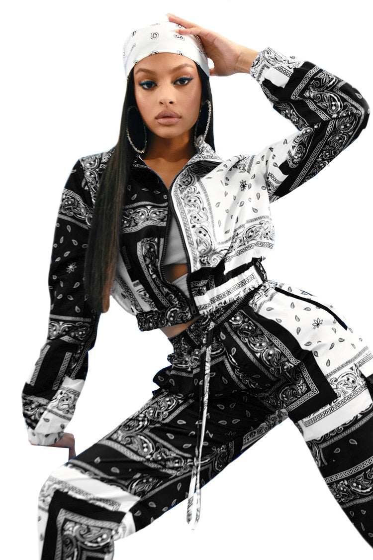 EtherealBe paisley bandana print tracksuit women - Cropped