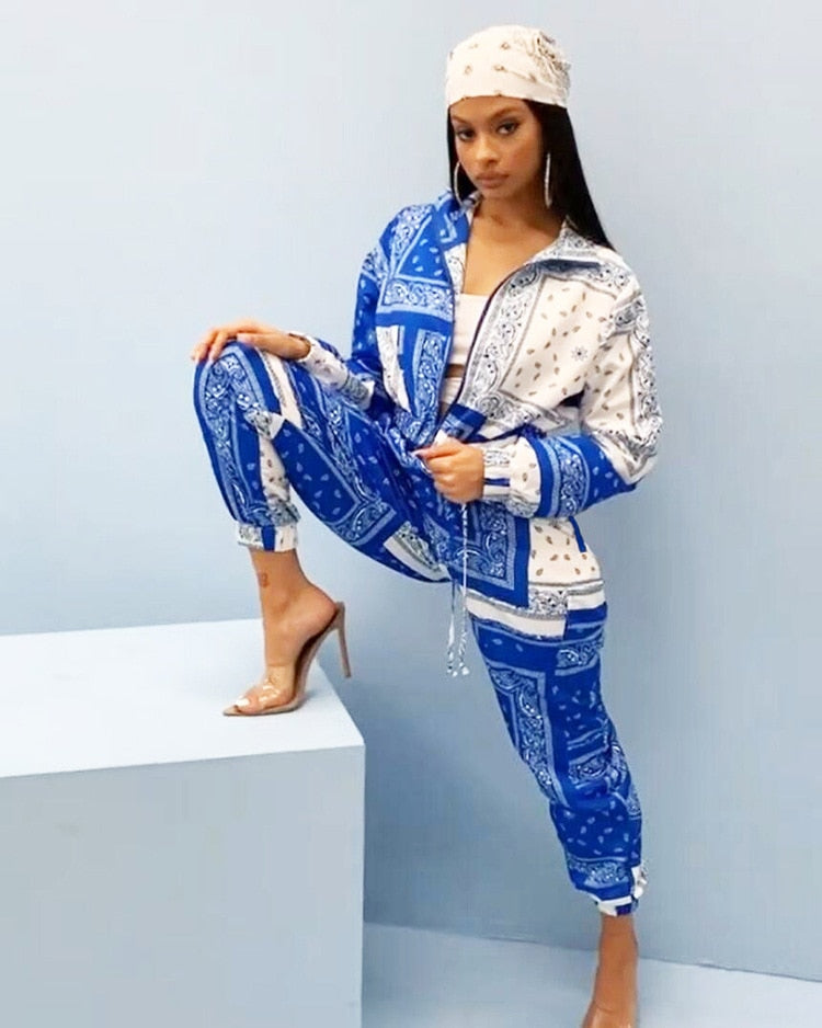 EtherealBe paisley bandana print tracksuit women - Cropped