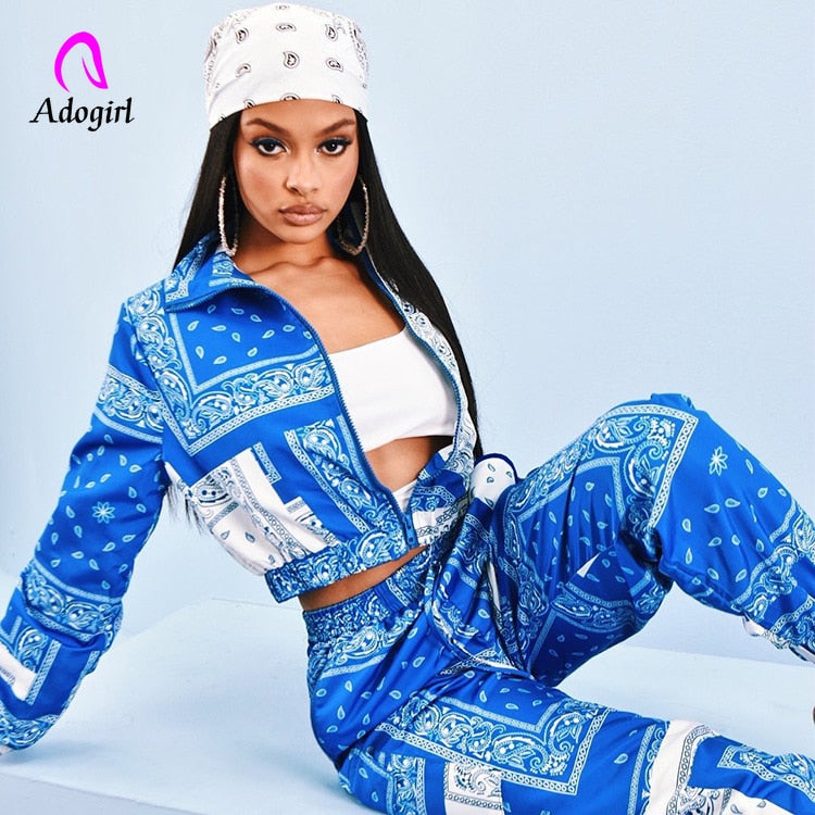 EtherealBe paisley bandana print tracksuit women - Cropped