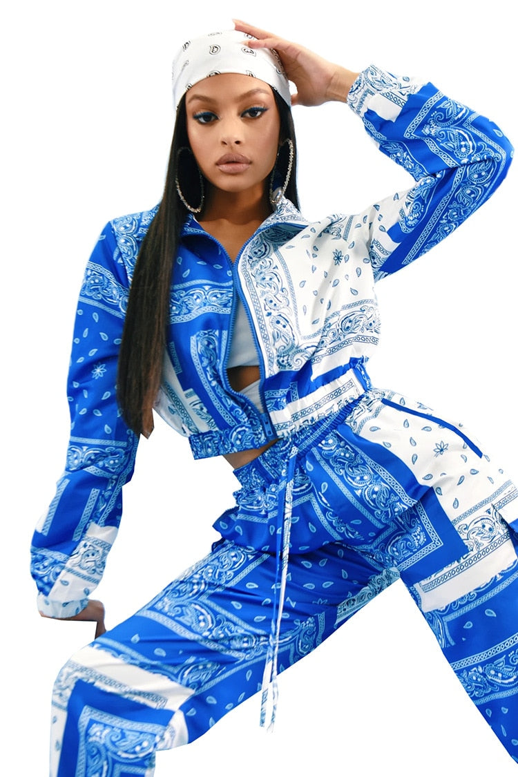 EtherealBe paisley bandana print tracksuit women - Cropped