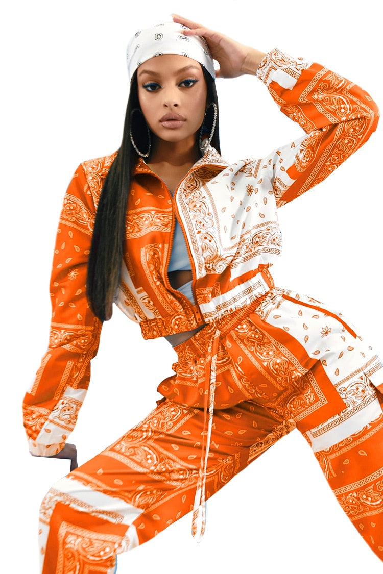EtherealBe paisley bandana print tracksuit women - Cropped