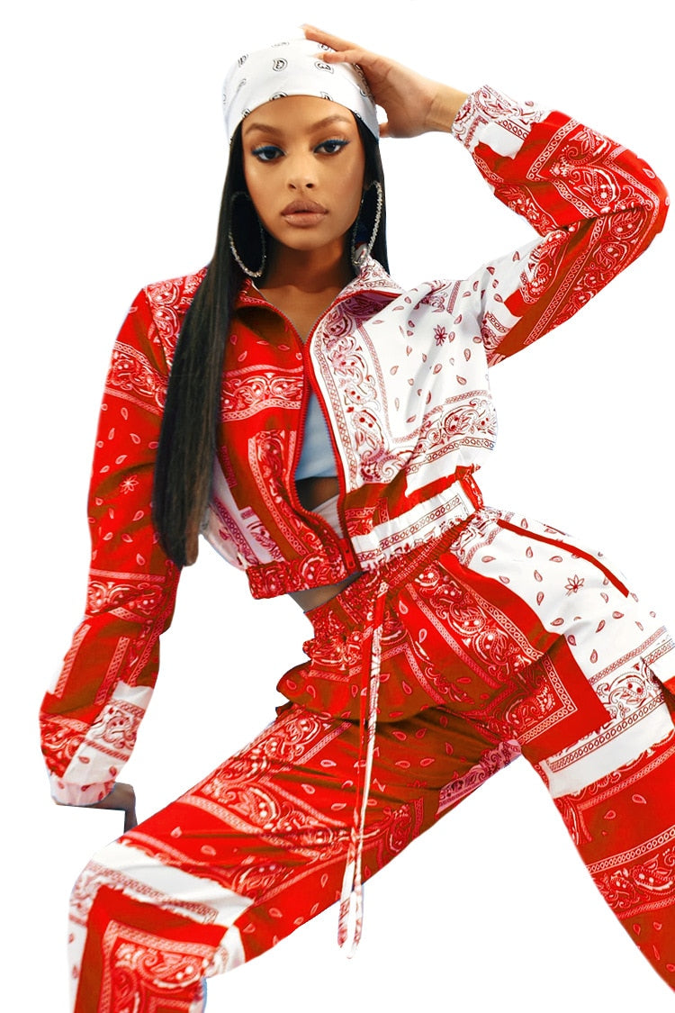EtherealBe paisley bandana print tracksuit women - Cropped