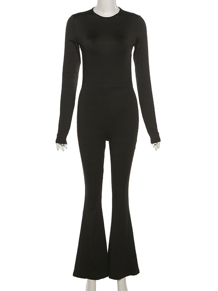 EtherealBe black backless bodycon jumpsuit - sleek