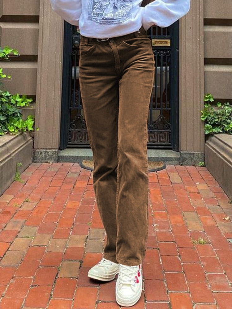 EtherealBe thin corduroy pants for women - High-Rise