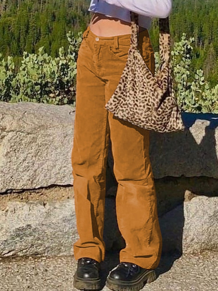 EtherealBe thin corduroy pants for women - High-Rise