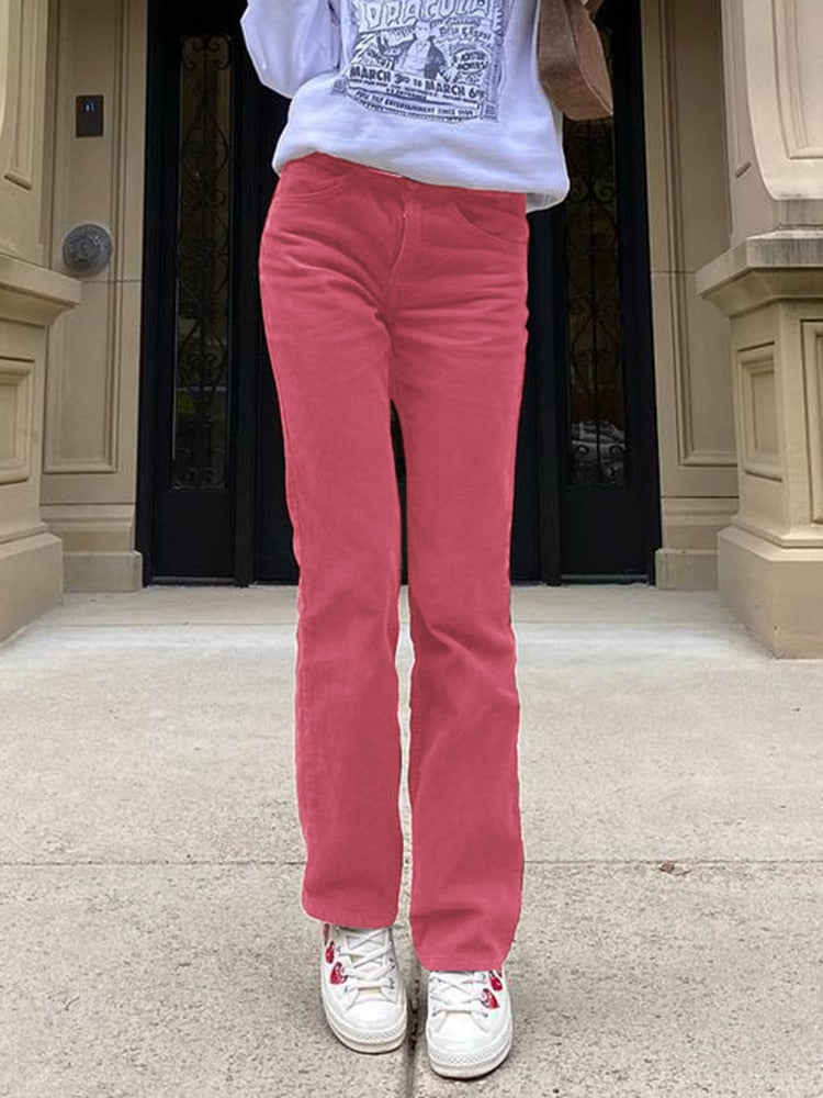 EtherealBe thin corduroy pants for women - High-Rise