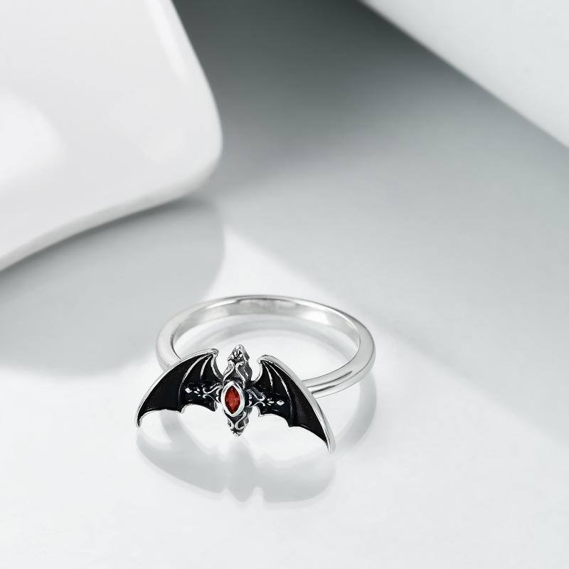 Bat Ring 925 Sterling Sliver Goth Cross Jewelry Cute Animal Ring