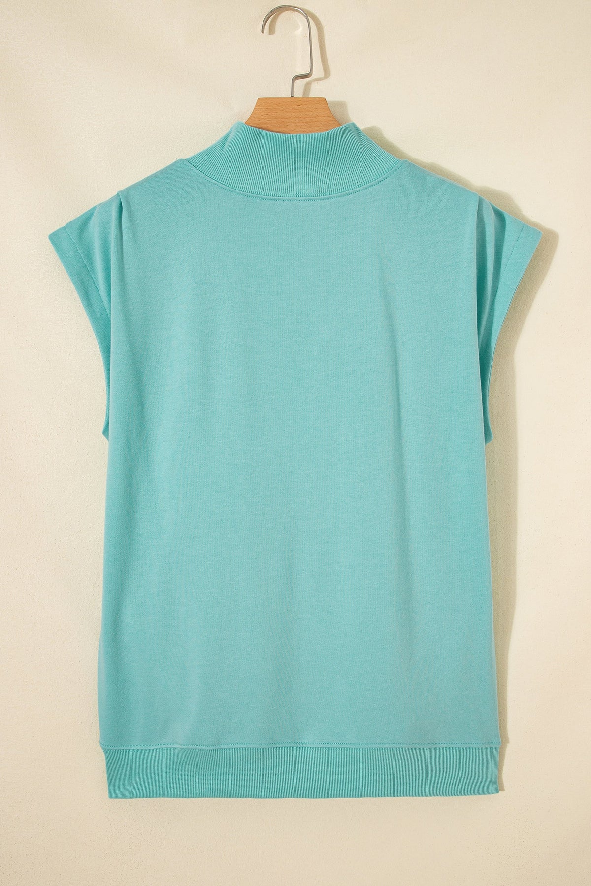 Solid Mock Neck Cap Sleeve Oversized Top