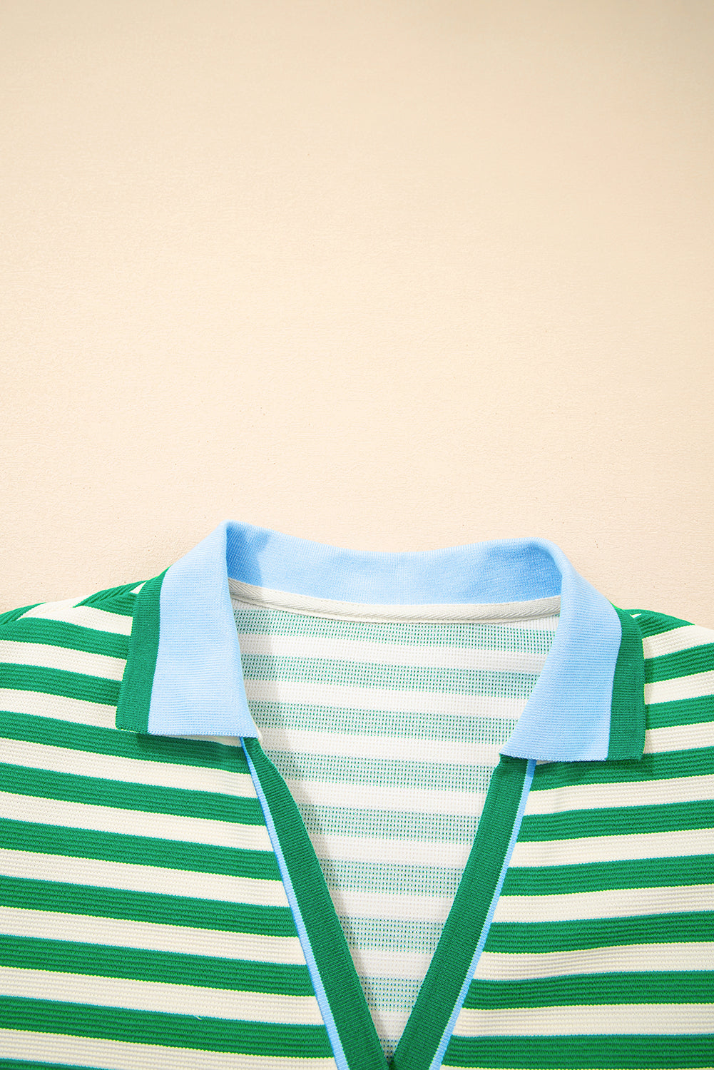 Stripe Flutter Sleeve Contrast Collar Mini Dress