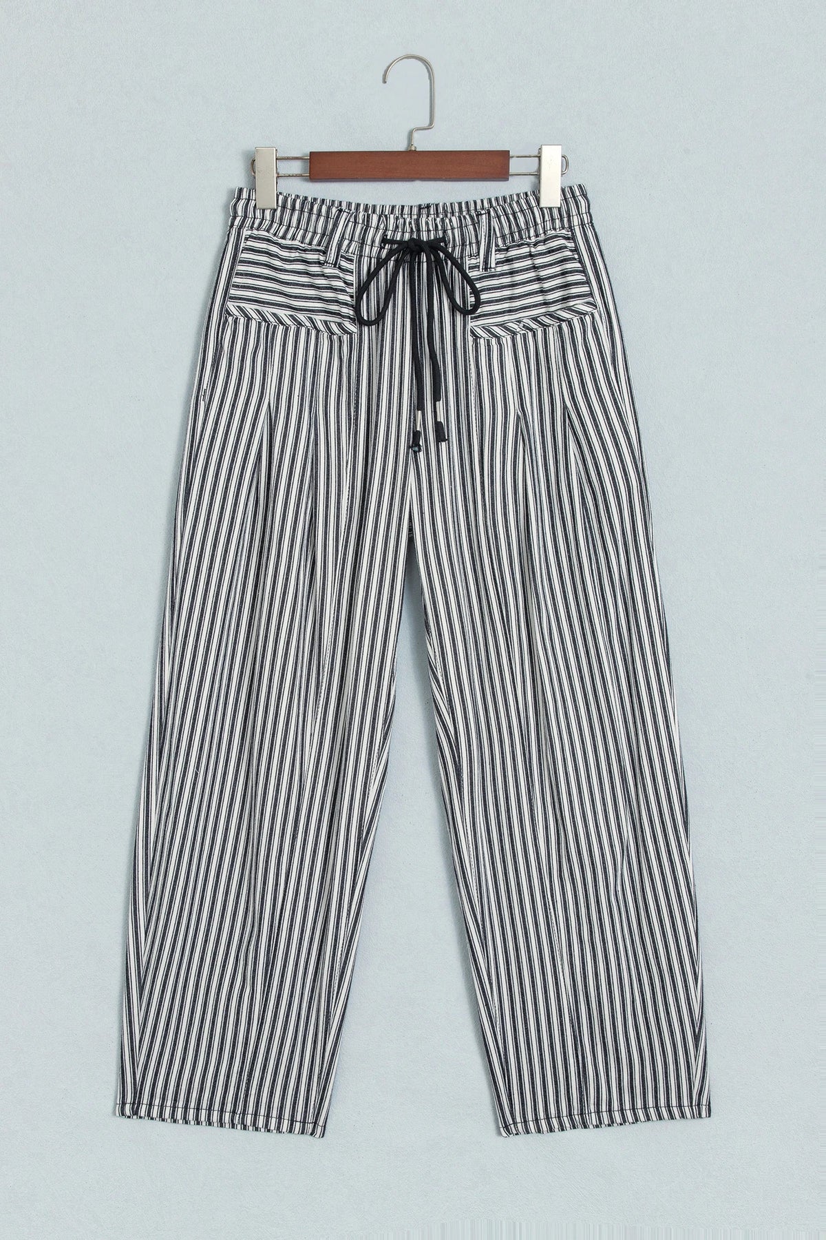 Stripe High Waist Drawstring Loose Pants