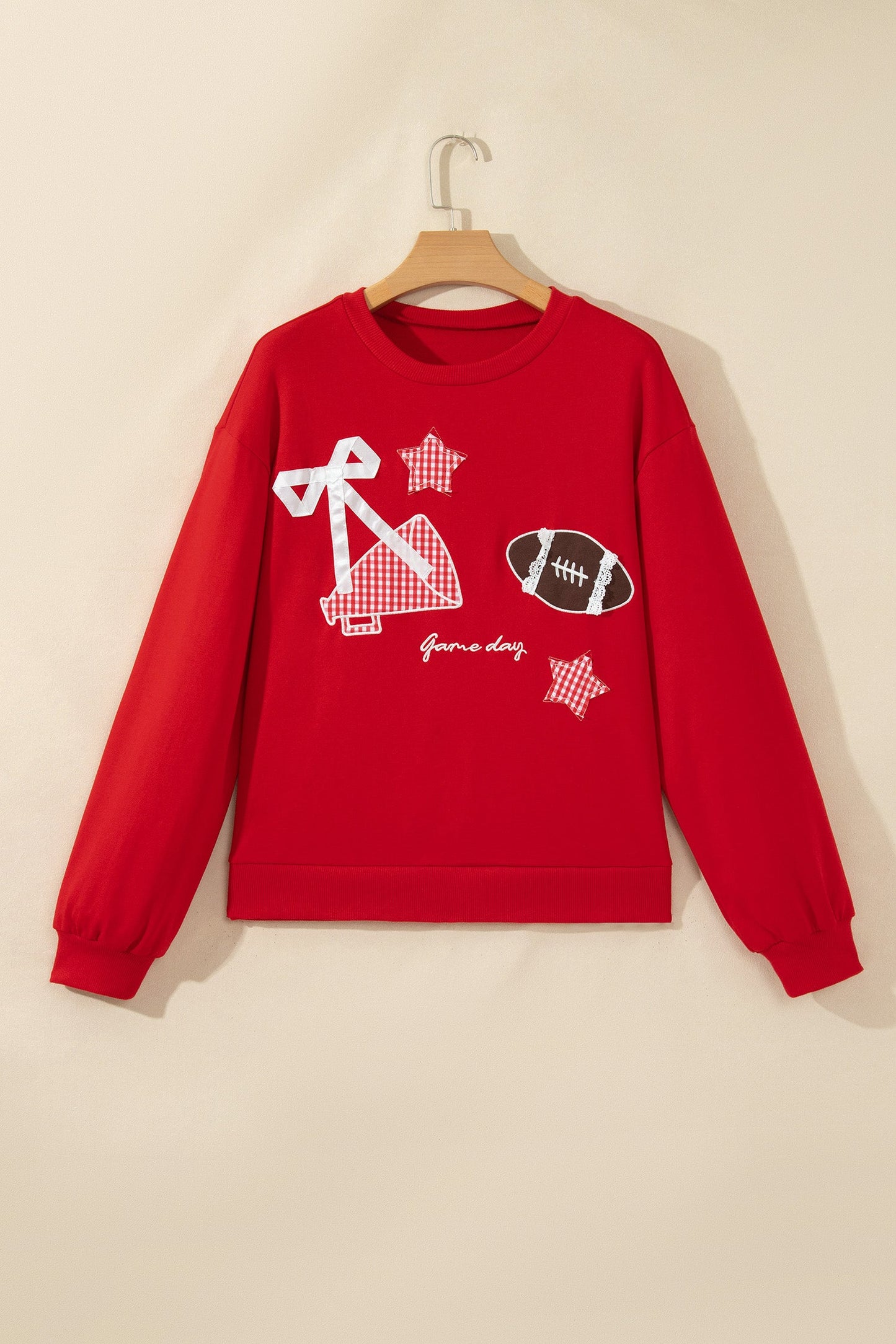 Game Day Gingham Patch Embroidered Sweatshirt