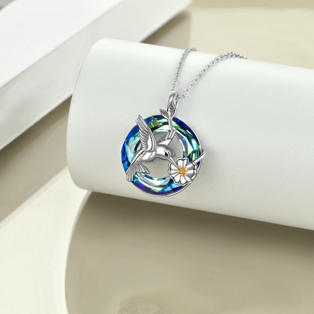 Sterling Silver Bird Pendant with Volcano Crystal