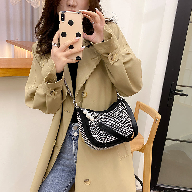 Diamonds Luxury Women Bags Designer Handbags Pearl Totes Chains Crossbody Bags For Women 2022 Messenger Shoulder Bag Bling Purse