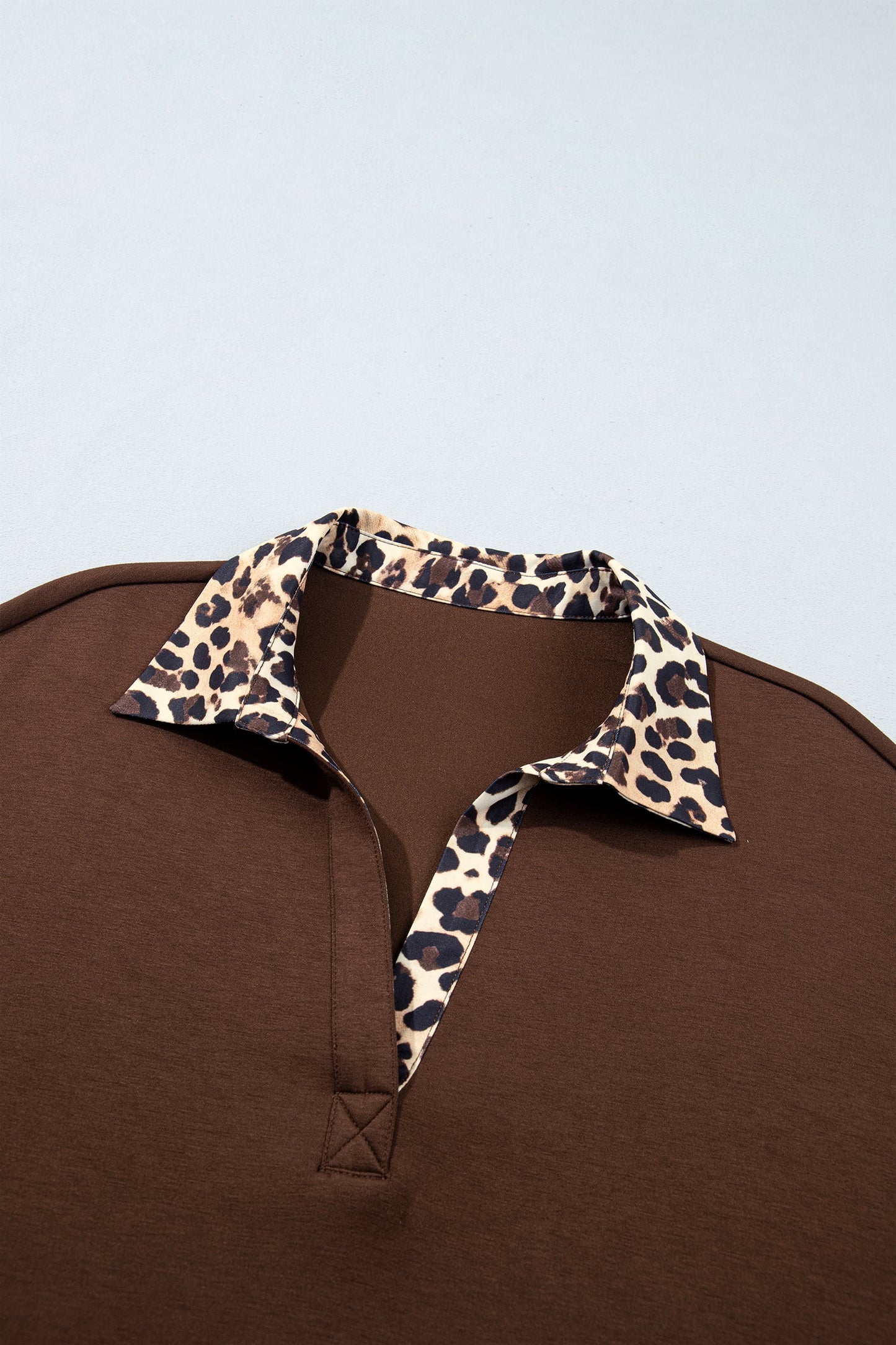 Leopard Patchwork Collared Long Sleeve Mini Dress