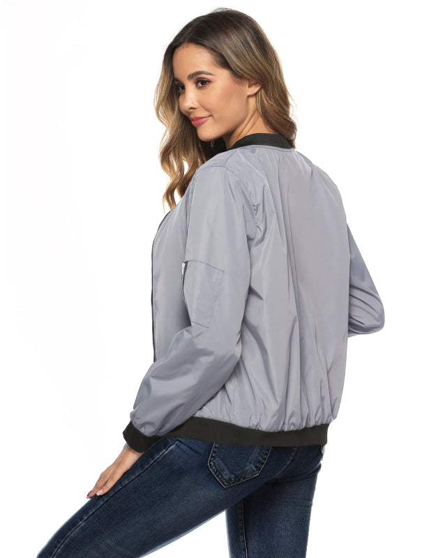 Ladies Casual Fashion Zip Jacket Jacket