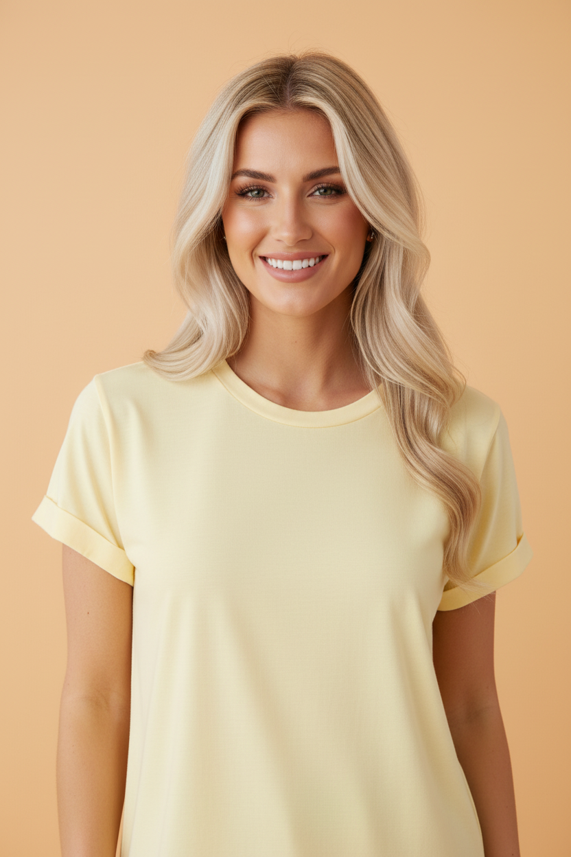 Solid Short Sleeve Crew Neck Tee