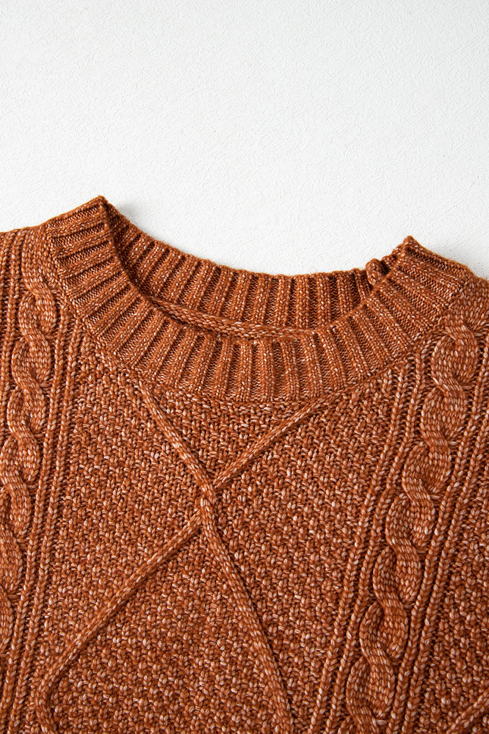 Solid Cable Knit Drop Shoulder Sweater Dress
