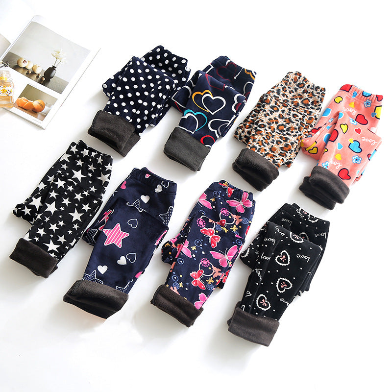 Childrens Printed Slim-fit Warm Pants Long Outerwear Trousers For Older Kids