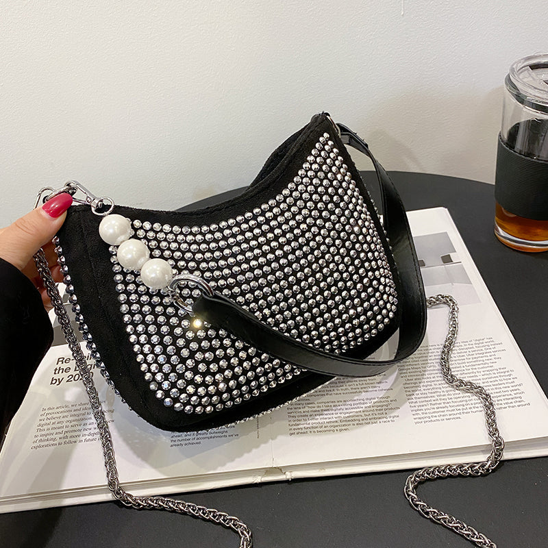 Diamonds Luxury Women Bags Designer Handbags Pearl Totes Chains Crossbody Bags For Women 2022 Messenger Shoulder Bag Bling Purse