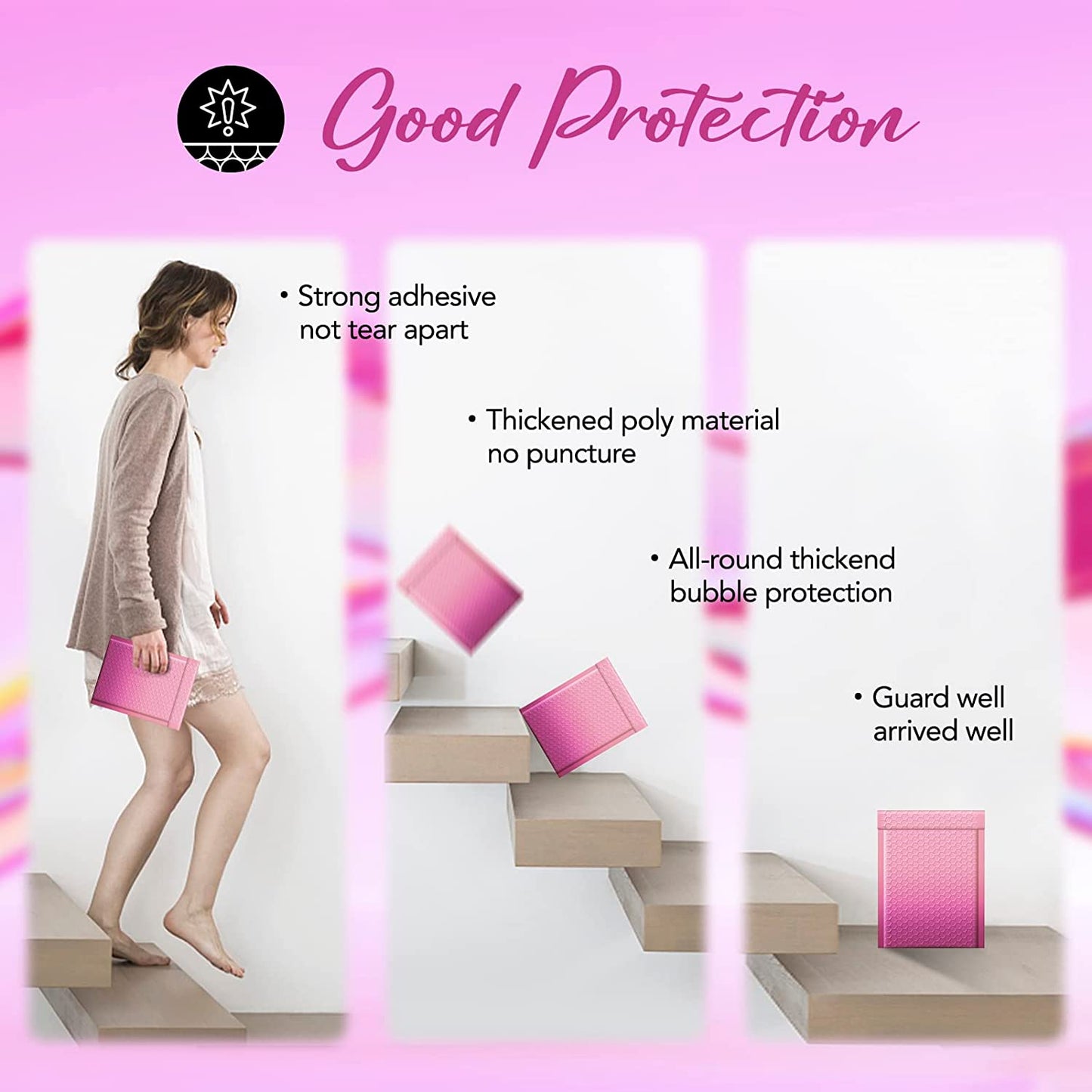 6x10 Bubble Mailer  #0 | Usable Size 6x9" | Gradient Pink
