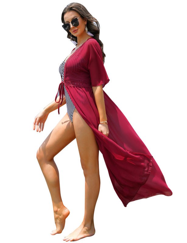 Fashion All-Match Casual Lace Long Chiffon Cardigan