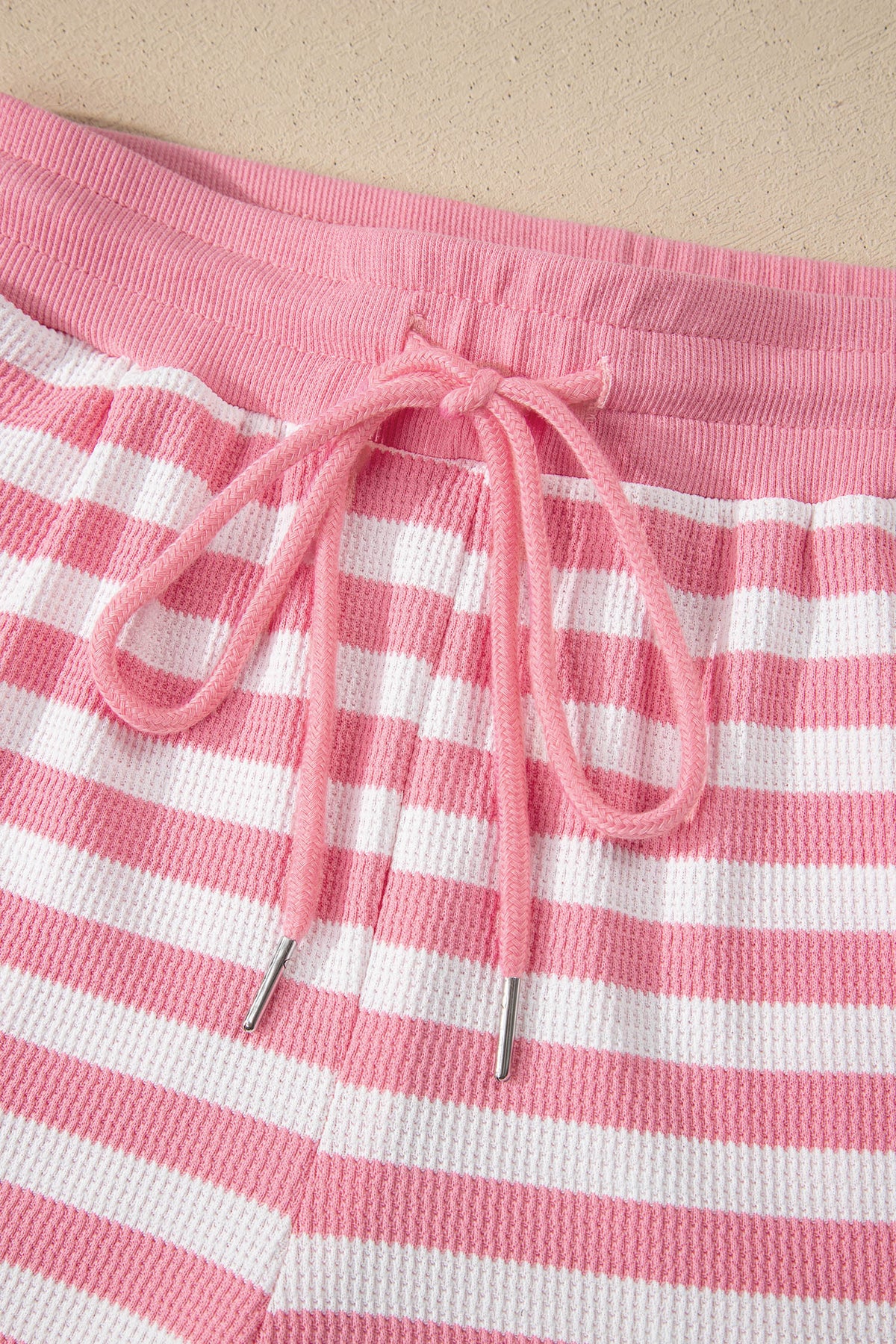 Stripe Puff Sleeve T-Shirt & Drawstring Shorts Set