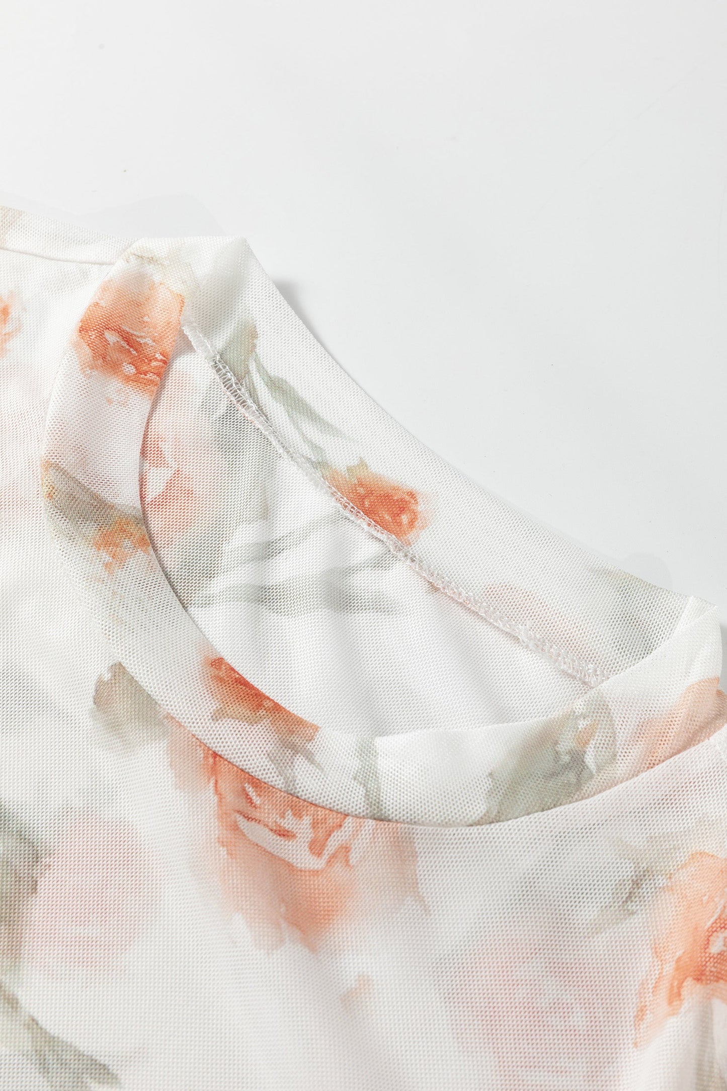 Plus Size Floral Sheer Mesh Long Sleeve Top