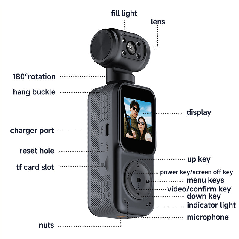 Panoramic Sports Camera Handheld DV Outdoor HD 4K Dual Lens Cycling Recorder Camera