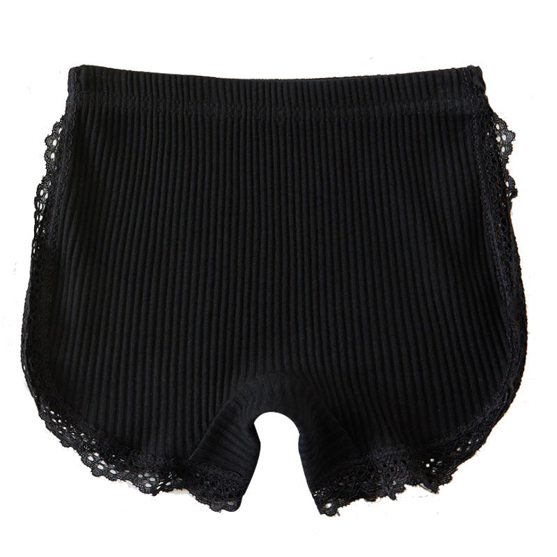 Anti-Exposure Crotch-Lined Pure Cotton Lace Summer Girls Safety Pants