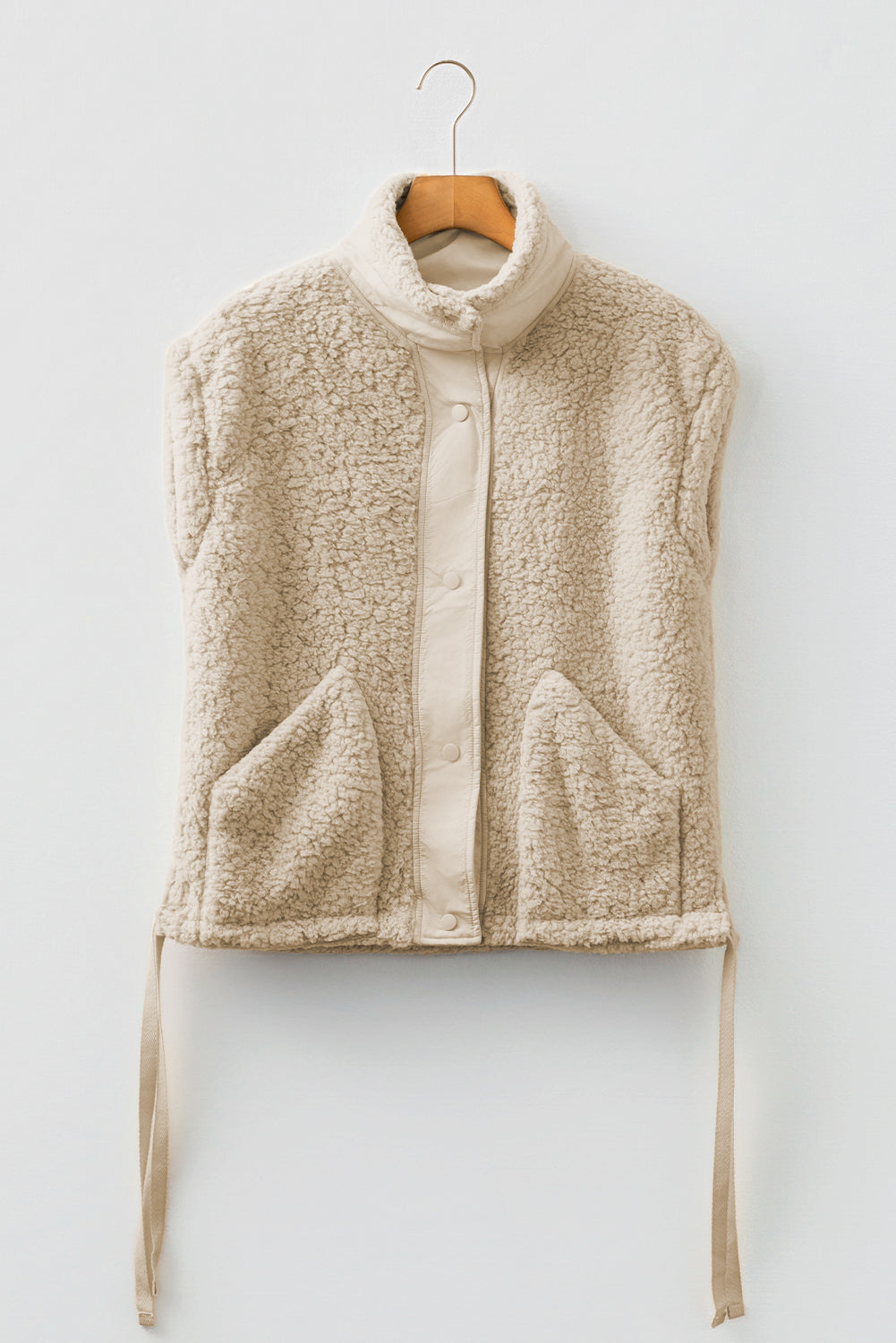 Solid Fleece Snap Button Side Tie Vest