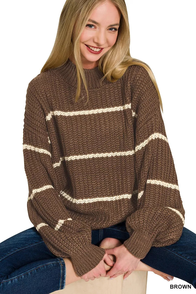 Zenana Oversize Striped Sweater
