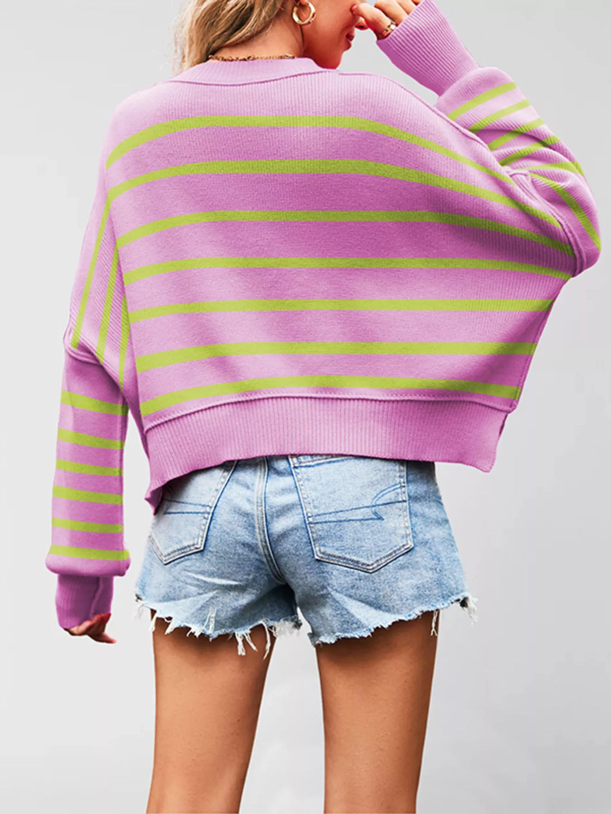 Crew Neck Dropped Shoulder Sweater