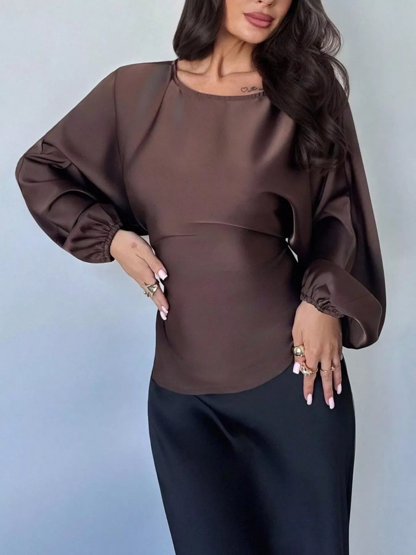 Polka Dot Round Neck Blouse