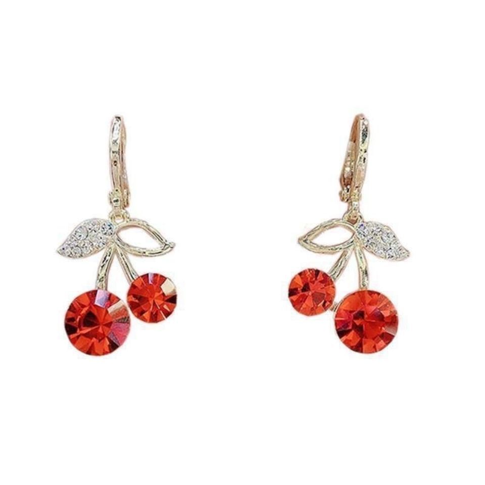 Fashion Red Cherry Earrings Temperament High-end Classic Creativity