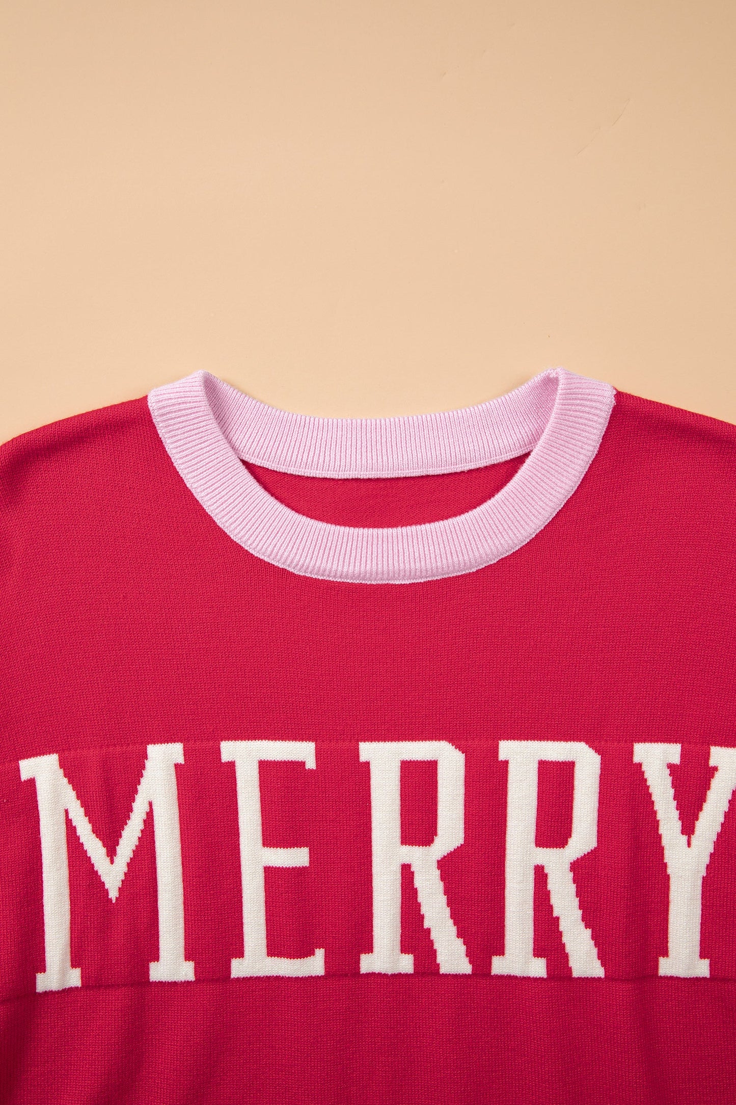 MERRY Contrast Trim Drop Shoulder Christmas Sweater