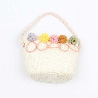 Girls' Straw Coin Purse Travel Princess One Shoulder