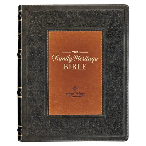 NLT Family Heritage Bible, Large Print Family Devotional Bible for Study, New Living Translation Holy Bible Faux Leather Flexible Cover, Additional In - Leather
