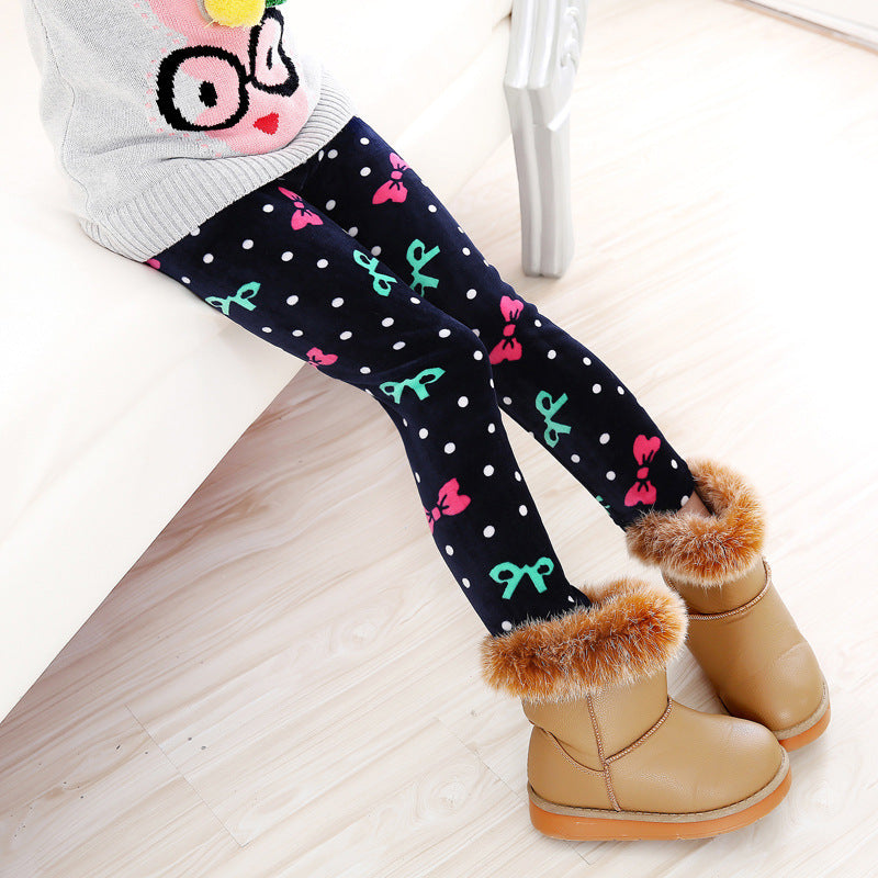 Childrens Printed Slim-fit Warm Pants Long Outerwear Trousers For Older Kids