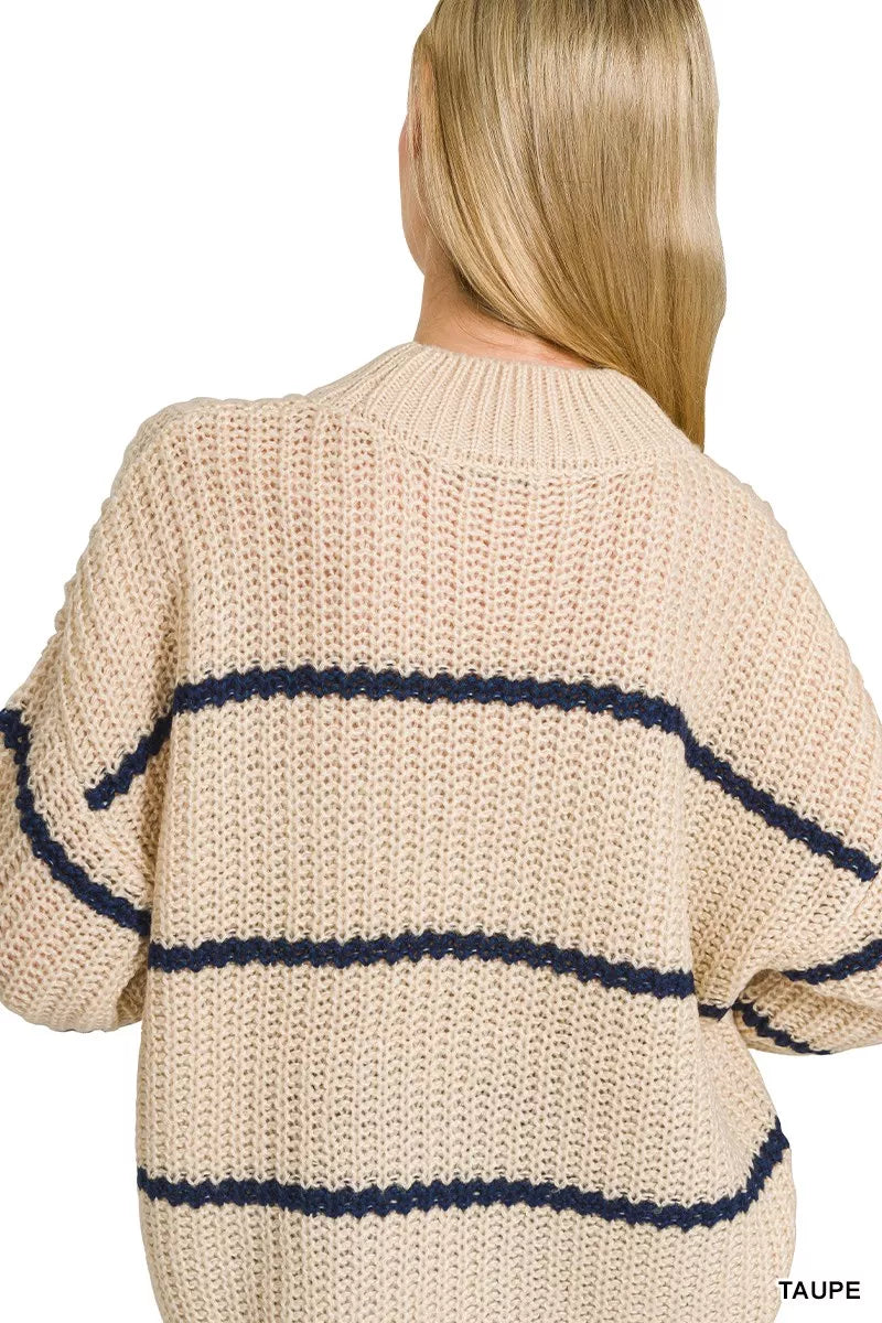 Zenana Oversize Striped Sweater