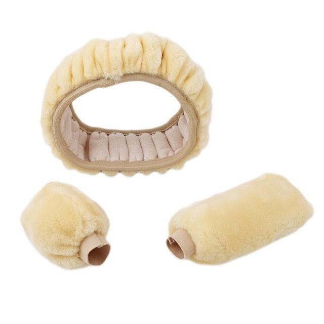 Car Steering Wheel Elastic Long Microfiber Plush Steering Wheel Cover Gearshift Handbrake Cover Protector Decoration Warm Super Thick Plush Collar Soft Car Steering Wheel Cover Decoration Warm Super Thick Plush Collar Soft Black Pink Women Man
