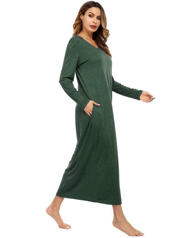 Ladies V-Neck Long Sleeve Nightdress