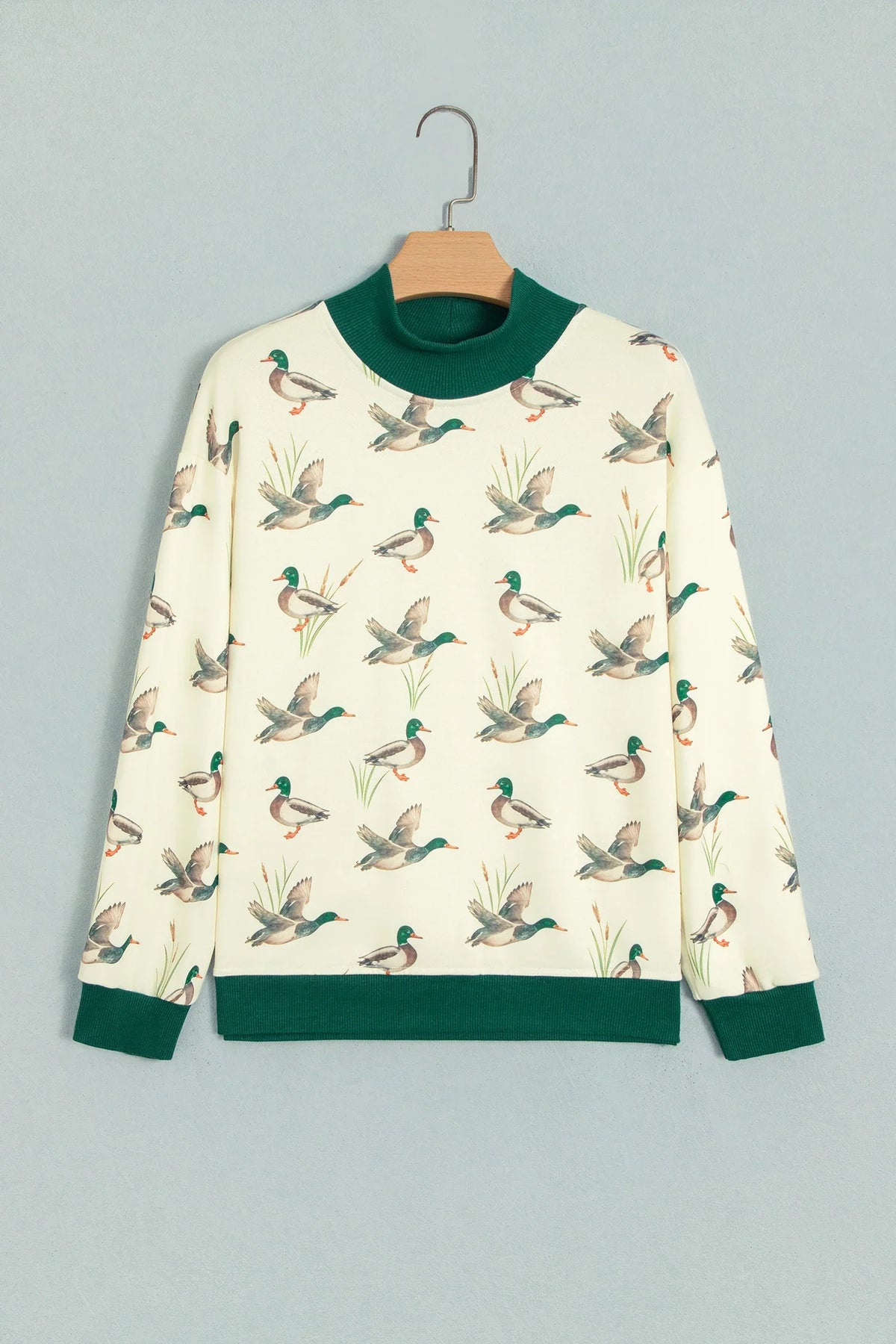 Mallard Colorblock Trim Mock Neck Sweatshirt