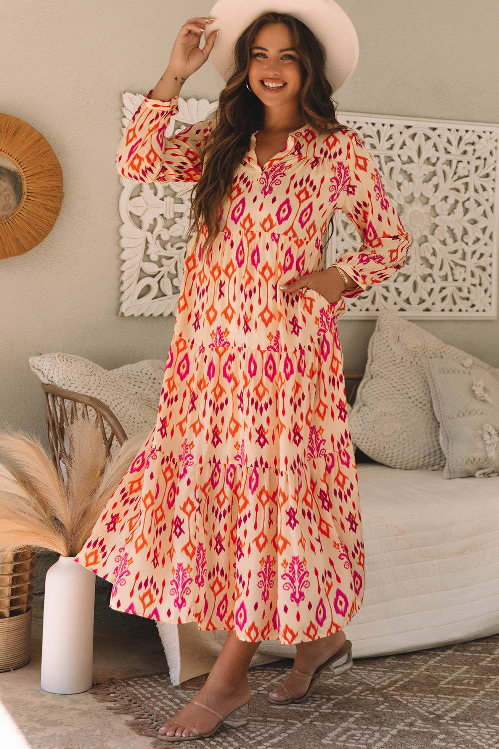 Marjorie Geometric Printed Maxi Dress