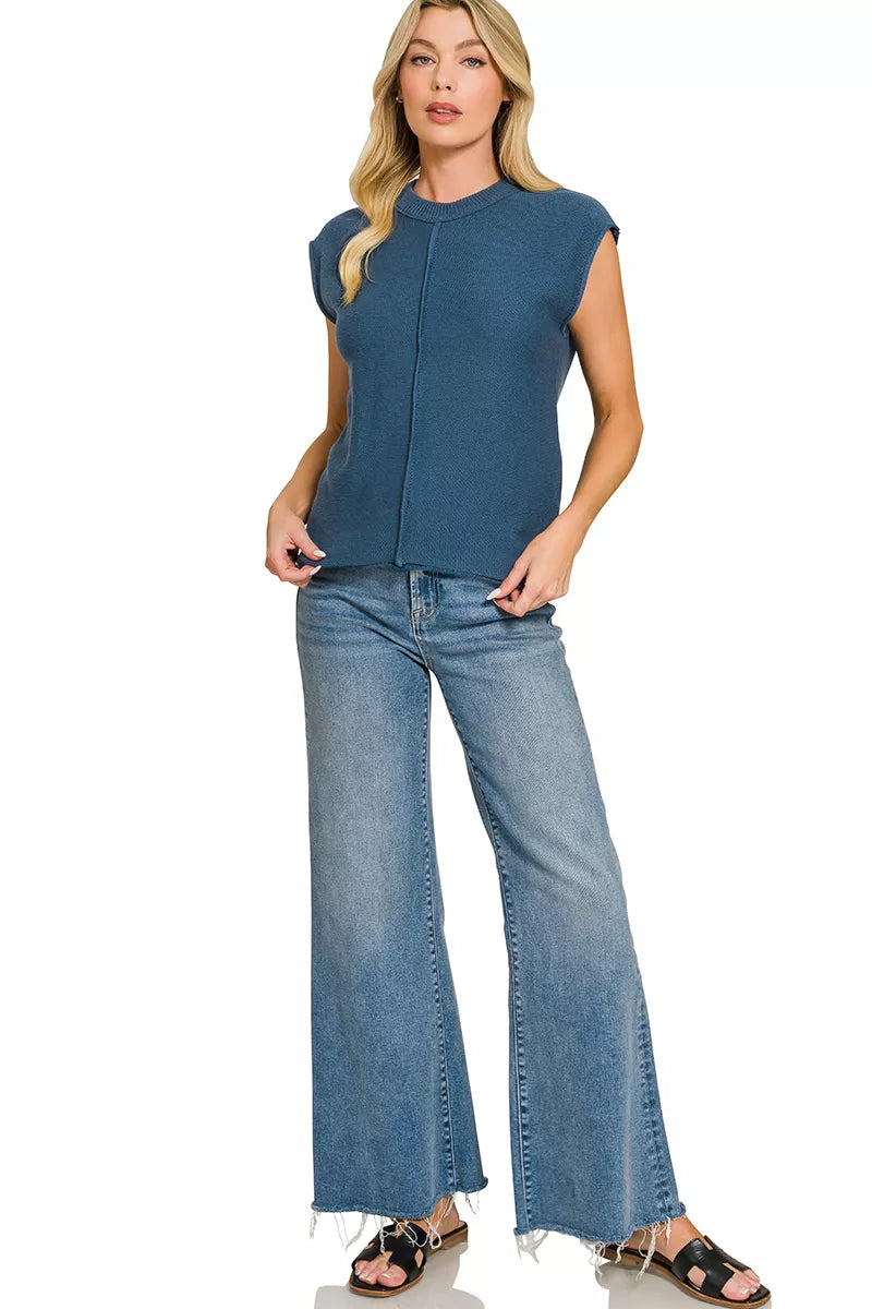 Zenana Center Seam Sleeveless Sweater
