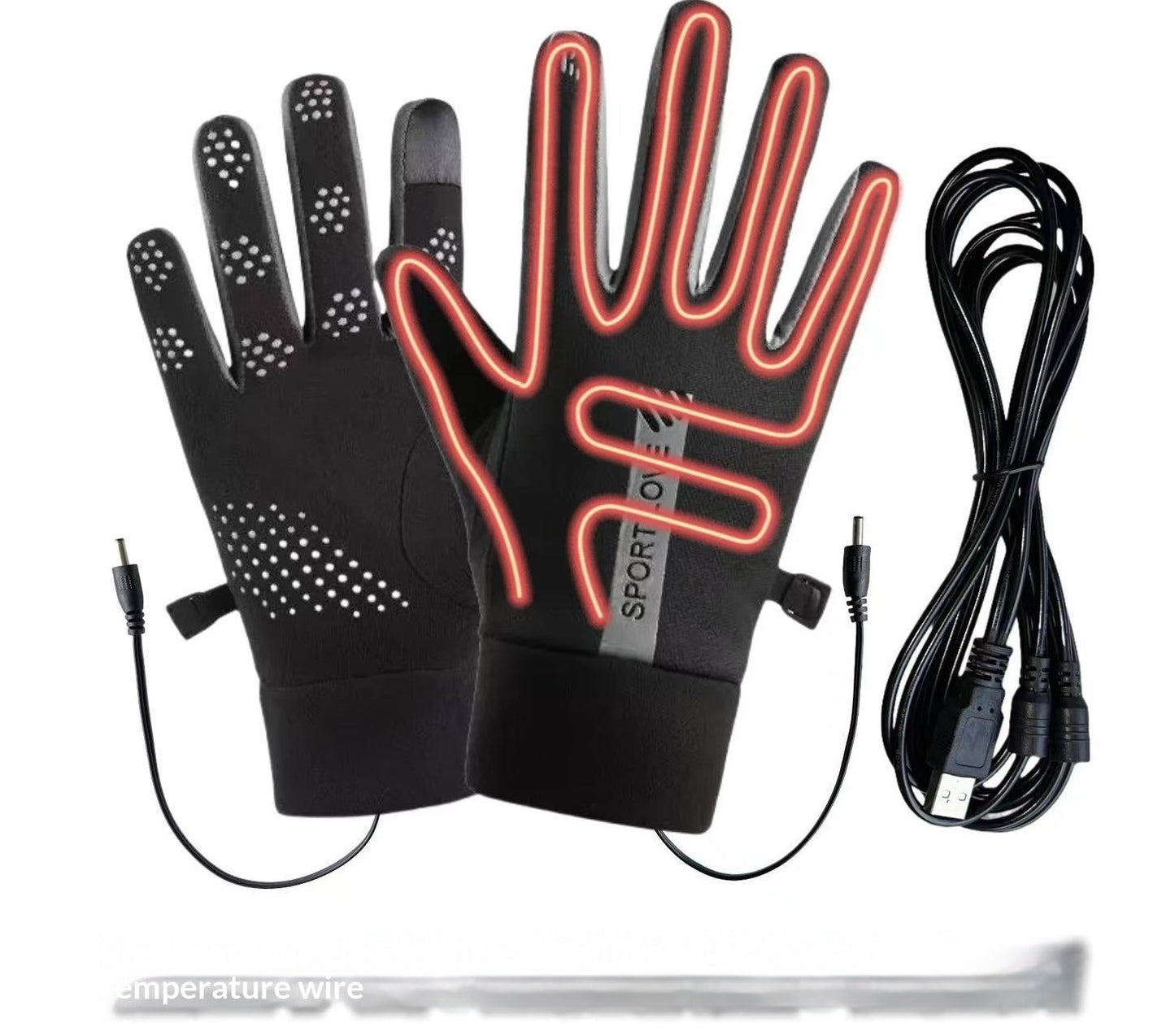 Outdoor Waterproof USB Three-Setting Temperature-Controlled Heated Gloves
