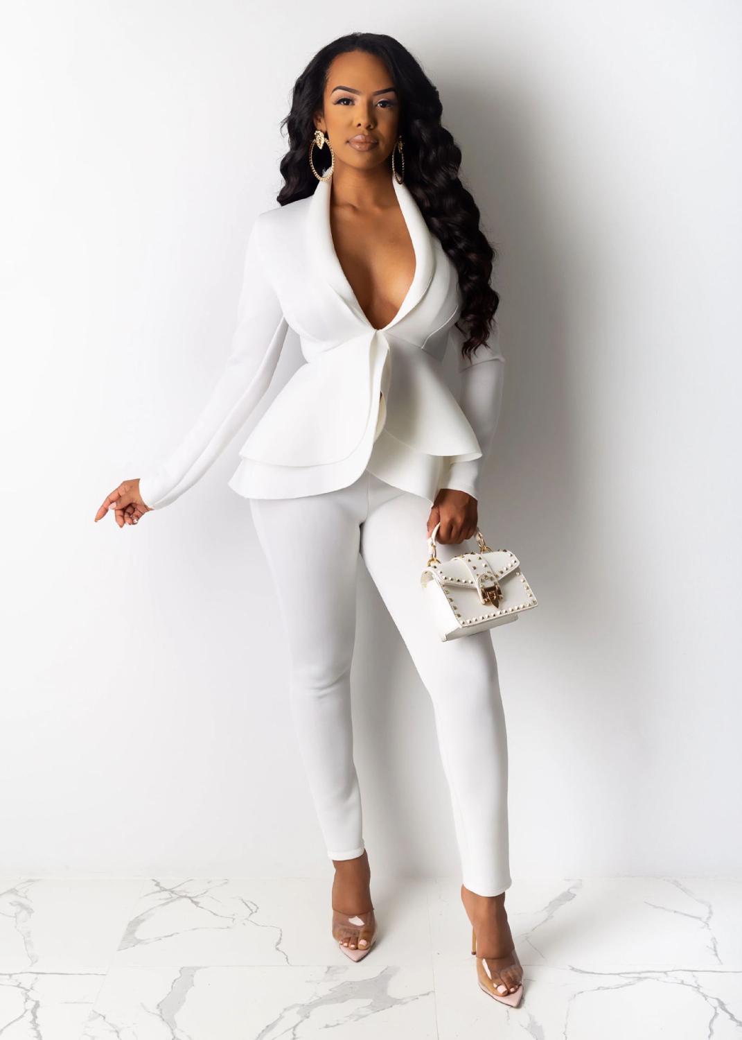 EtherealBe women ruffle blazer pants set - Peplum Fit